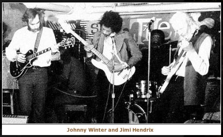 1969-Steve Burgh_Jimi_Johhnny_Winter_Steve_Paul_Scene_n Steve Burgh with Jimi Hendrix and Johnny Winter